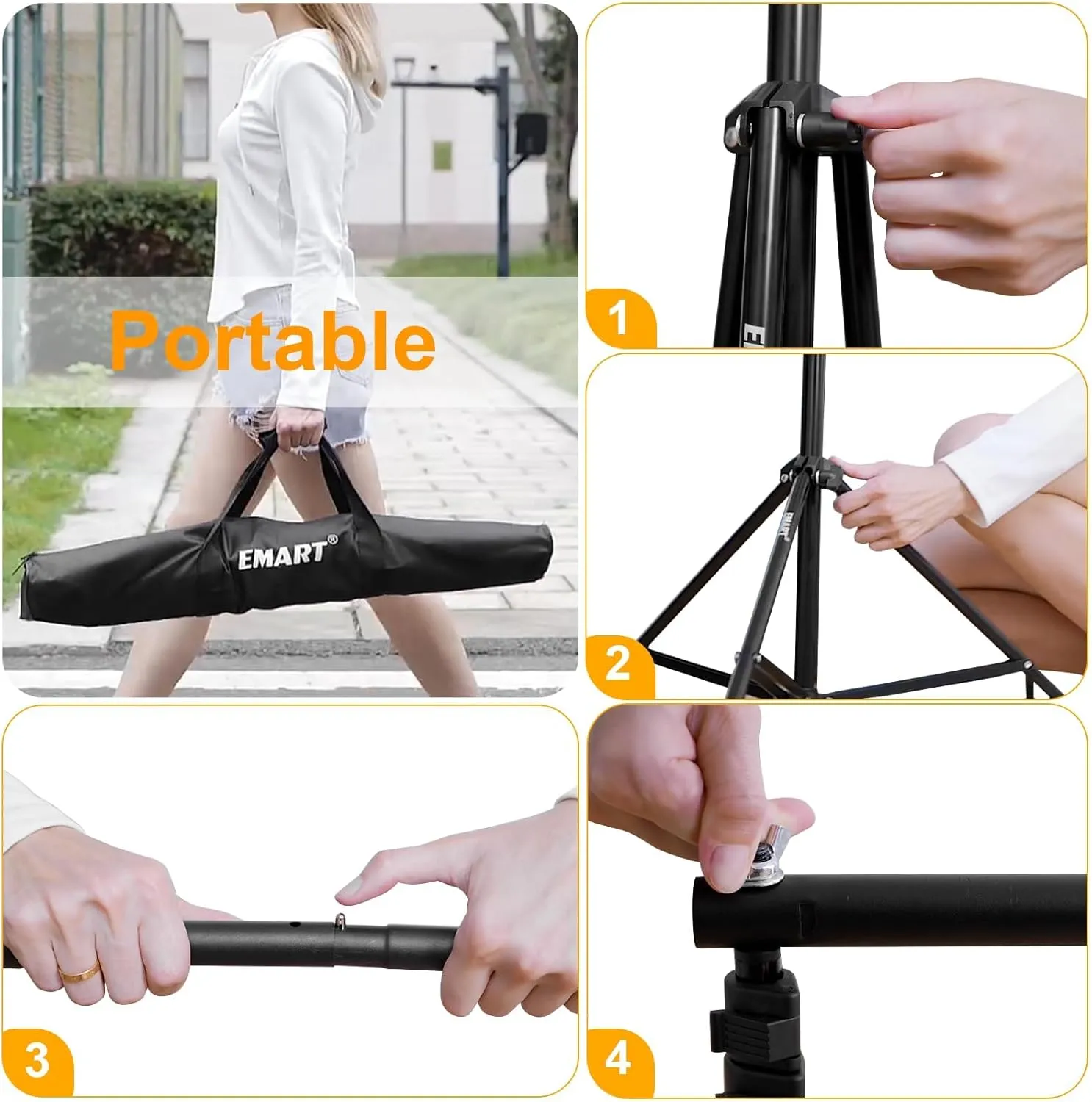 EMART Photo Backdrop Stand kit, 10 x 10 ft Back Drop Adjustable Frame for Photography, Photoshoot Banner Background Support Holder for Parties Dectoration