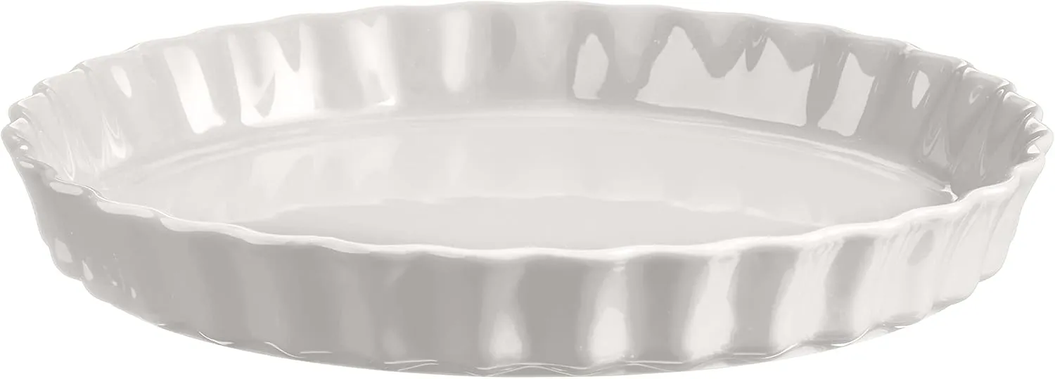 Emile Henry Made in France Ceramic Tart Dish, 11.6" x 1.6", Flour White