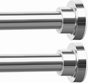 ENJOYBASICS 2 Pack Adjustable Spring Tension Curtain Rods 32 to 66 Inches, Stainless Steel Chrome Shower Rod No Drilling for Window, Bathroom, Closet, Room Divider, 7/8" Diameter