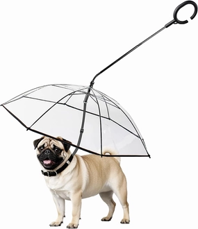 Enjoying Dog Umbrella for Small Dogs, Clear Dog Umbrella Leash, Rainproof Waterproof, Puppy Walking Umbrella with Adjustable Leash, Pet Outdoor Rain Gear