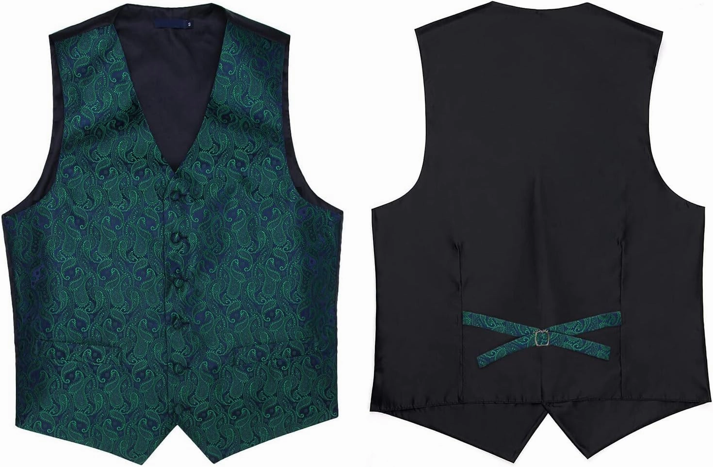 Enlision Mens Vest Tie Set Paisley Vest and Necktie Pocket Square 3pc Formal Dress Waistcoat for Suit or Tuxedo