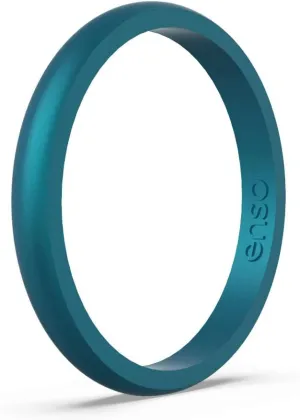 Enso Rings Halo Birthstone Silicone Ring – Minimalist Stackable Wedding Engagement Band – – 2.54mm Wide, 1.5mm Thick