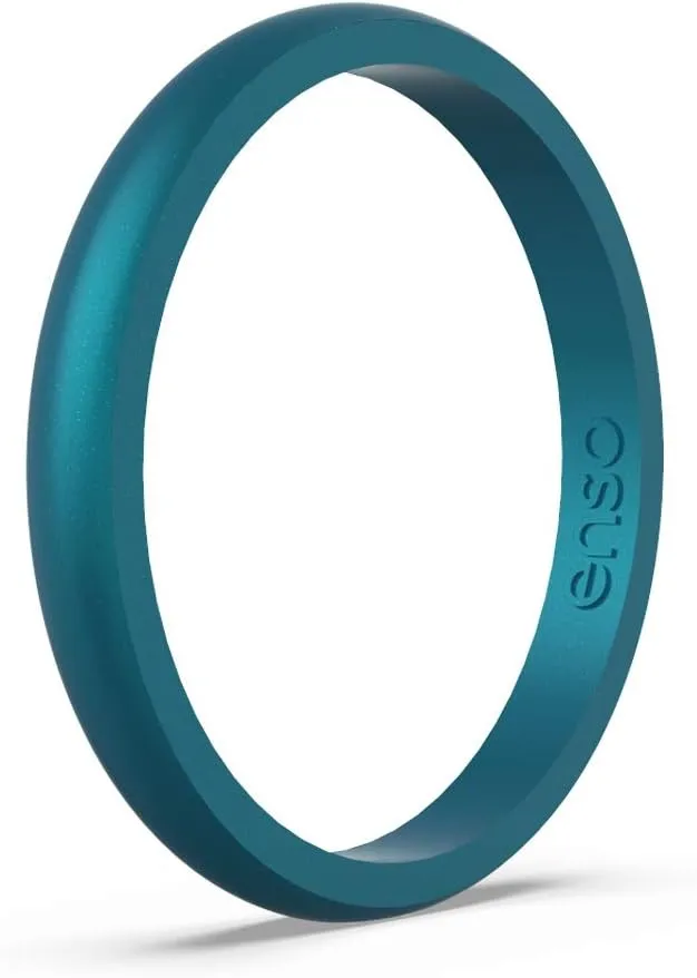 Enso Rings Halo Birthstone Silicone Ring – Minimalist Stackable Wedding Engagement Band – – 2.54mm Wide, 1.5mm Thick