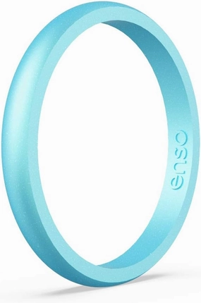 Enso Rings Halo Birthstone Silicone Ring – Minimalist Stackable Wedding Engagement Band – – 2.54mm Wide, 1.5mm Thick