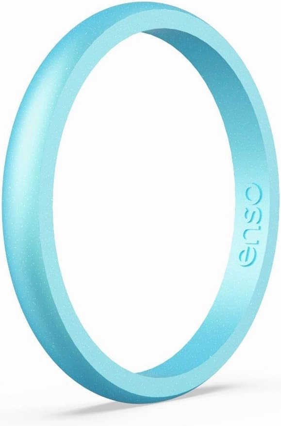 Enso Rings Halo Birthstone Silicone Ring – Minimalist Stackable Wedding Engagement Band – – 2.54mm Wide, 1.5mm Thick