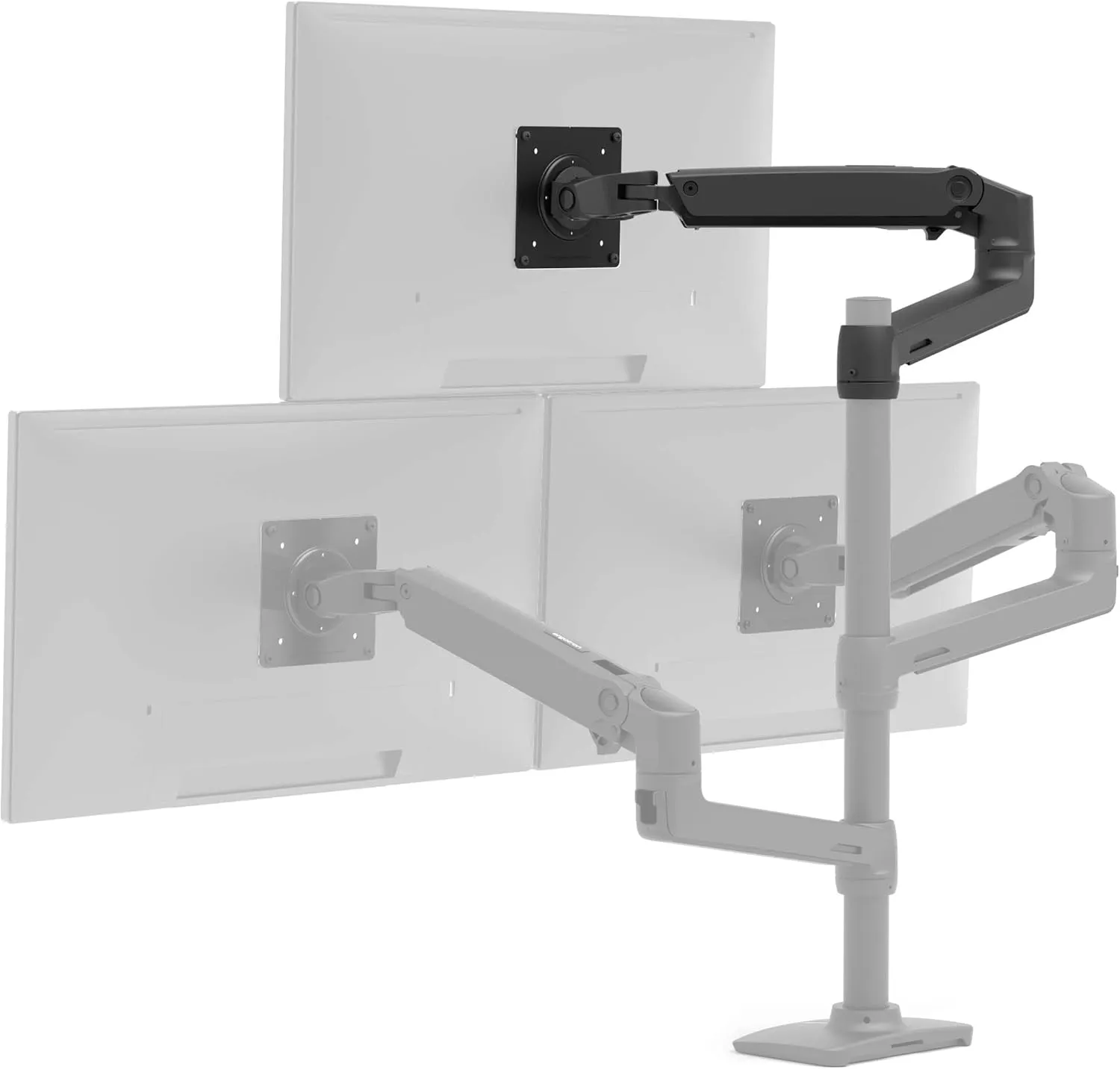 Ergotron – LX Monitor Arm, Extension, and Collar Kit – Add-on for LX Tall Pole Monitor Arms – Matte Black