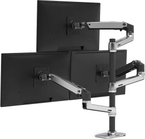 Ergotron – LX Triple Monitor Arm, VESA Desk Mount – for 3 Monitors Up to 40 Inches, 7 to 14 lbs Each – Polished Aluminum