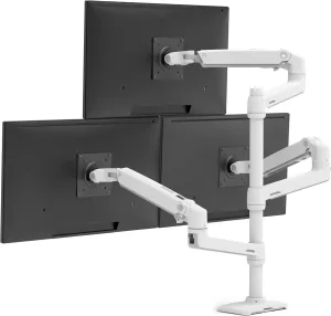 Ergotron – LX Triple Monitor Arm, VESA Desk Mount – for 3 Monitors Up to 40 Inches, 7 to 14 lbs Each – White