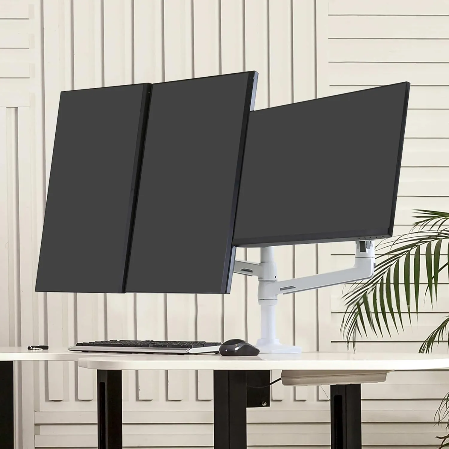 Ergotron – LX Triple Monitor Arm, VESA Desk Mount – for 3 Monitors Up to 40 Inches, 7 to 14 lbs Each – White