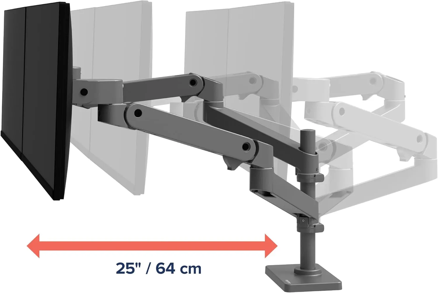 Ergotron – Upgraded LX Pro Premium Vertical Stacking Dual Monitor Arm, VESA Desk Mount – for 2 Monitors Up to 24 Inches, 4 to 22 lbs Each – Dark Grey