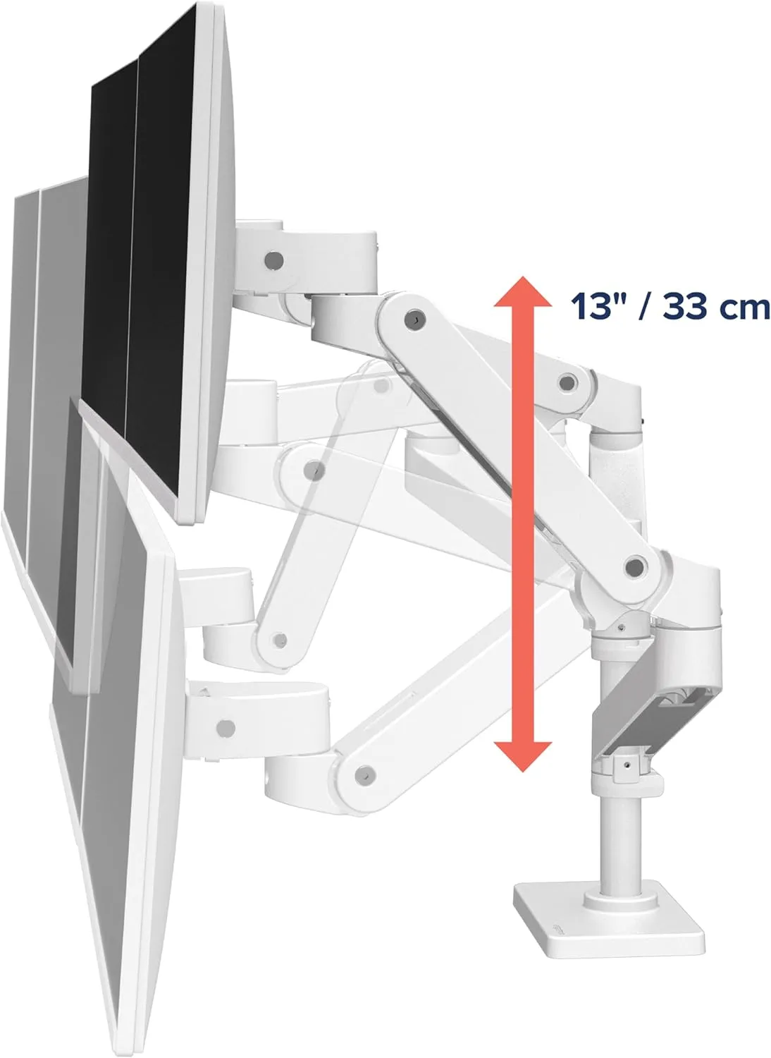 Ergotron – Upgraded LX Pro Premium Vertical Stacking Dual Monitor Arm, VESA Desk Mount – for 2 Monitors Up to 24 Inches, 4 to 22 lbs Each – White