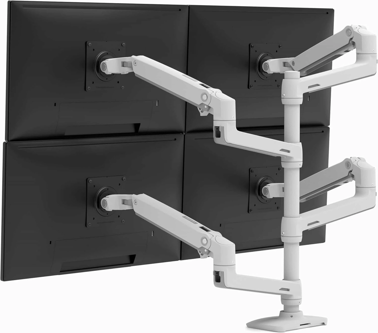 Ergotron – LX Quad Monitor Arm, VESA Desk Mount – for 4 Monitors Up to 40 Inches, 7 to 11 lbs Each – White