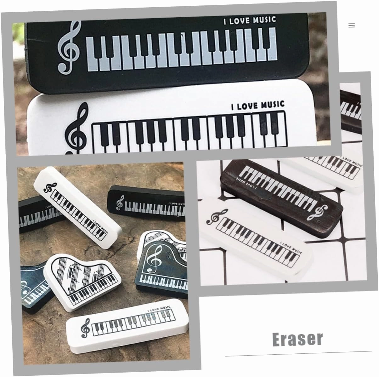 ERINGOGO 20 pcs Stationery mini Small Piano Toy Musical Instrument Music Kids Rubbers erasers Toys Child Pencil