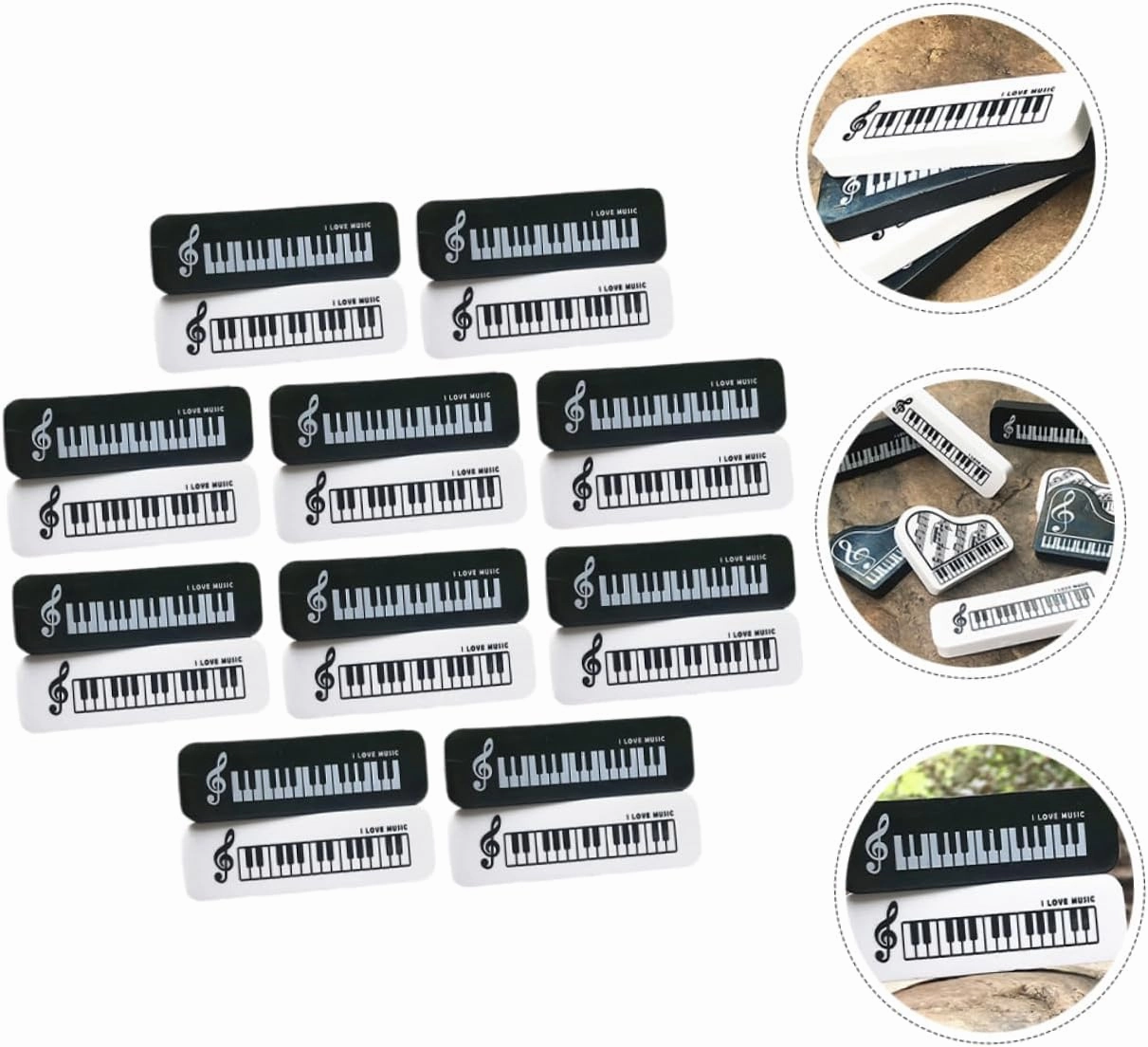 ERINGOGO 20 pcs Stationery mini Small Piano Toy Musical Instrument Music Kids Rubbers erasers Toys Child Pencil