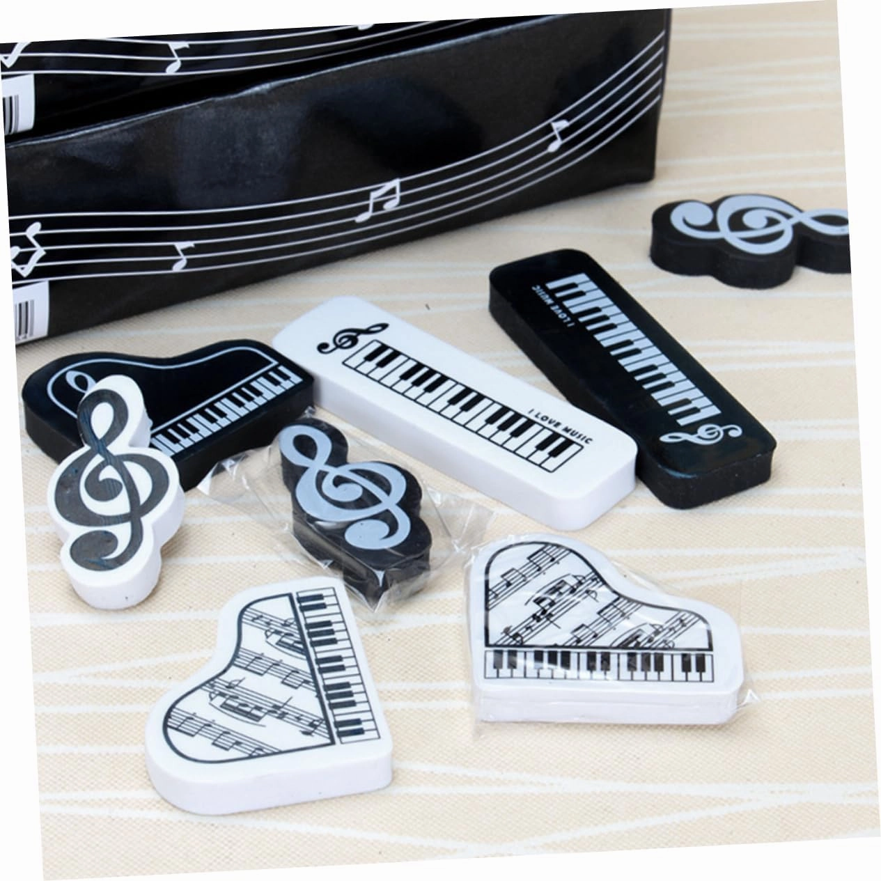 ERINGOGO 20 pcs Stationery mini Small Piano Toy Musical Instrument Music Kids Rubbers erasers Toys Child Pencil