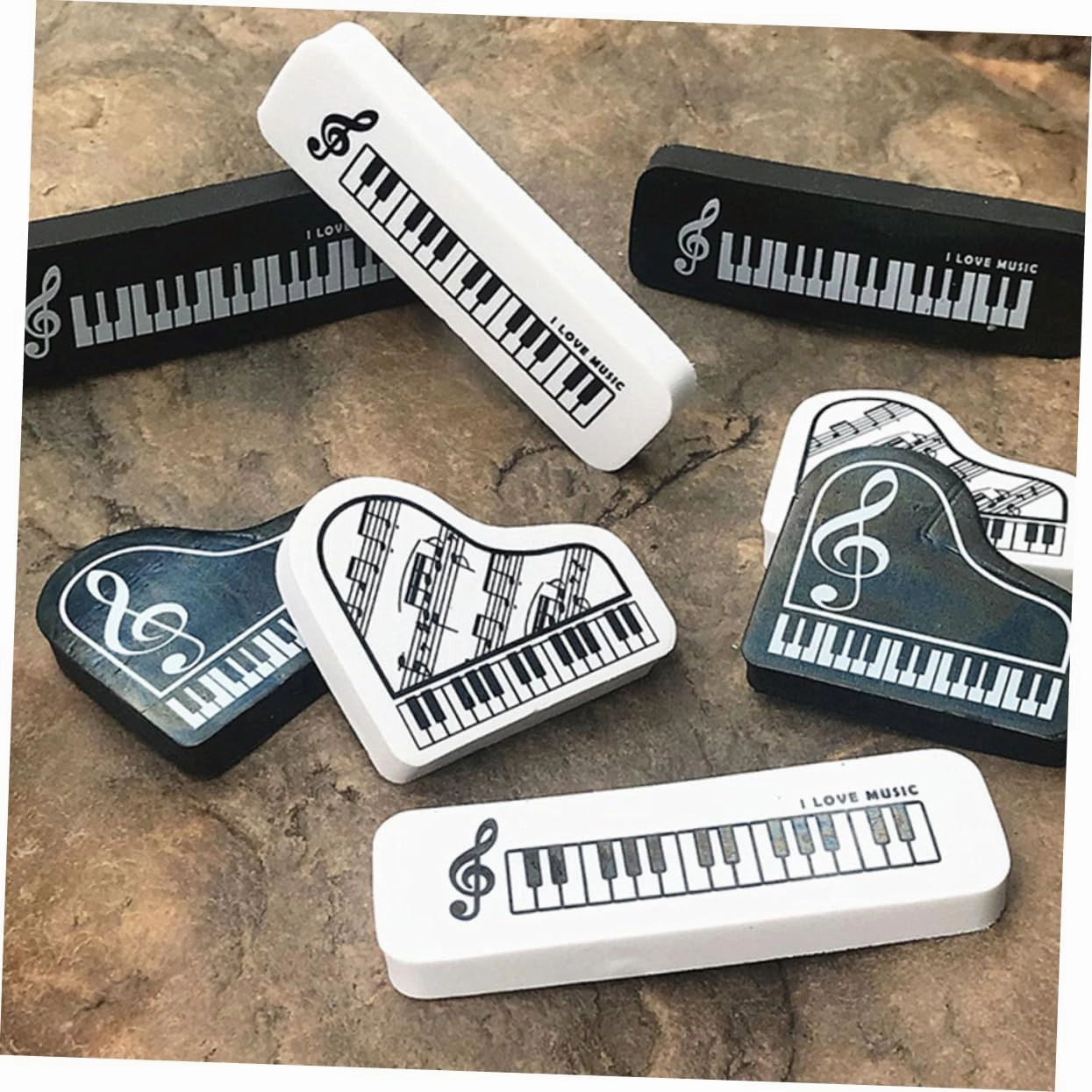 ERINGOGO 20 pcs Stationery mini Small Piano Toy Musical Instrument Music Kids Rubbers erasers Toys Child Pencil