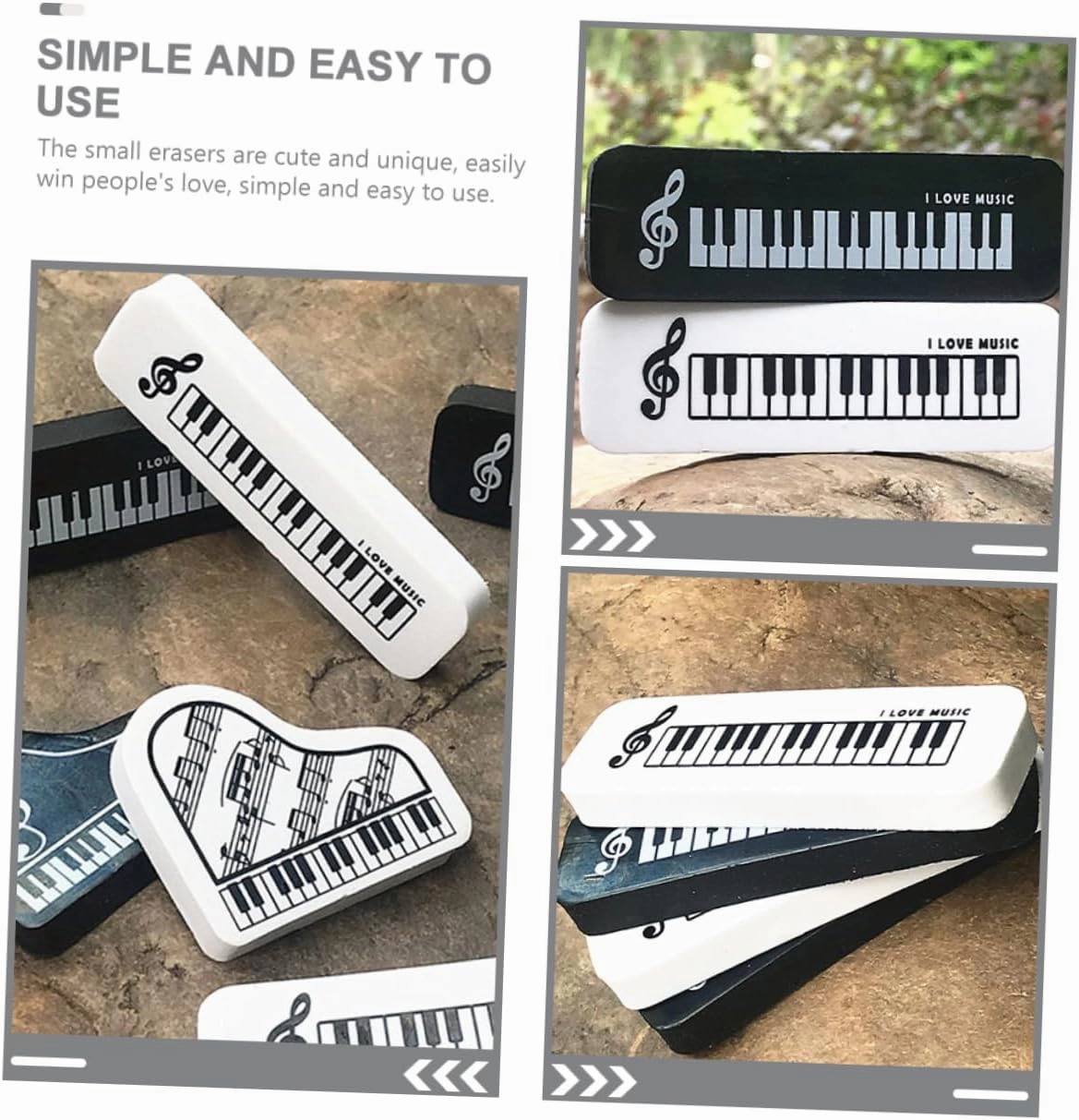 ERINGOGO 20 pcs Stationery mini Small Piano Toy Musical Instrument Music Kids Rubbers erasers Toys Child Pencil
