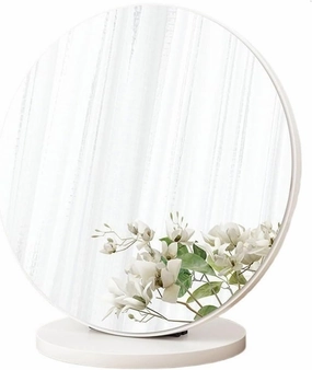 Espejo 20/30cm Round Mirror Cosmetic Mirror Bedroom Desktop Mirror Desktop Vintage Dressing Mirror Desk Mirror Makeup Mirror(White,20cm)