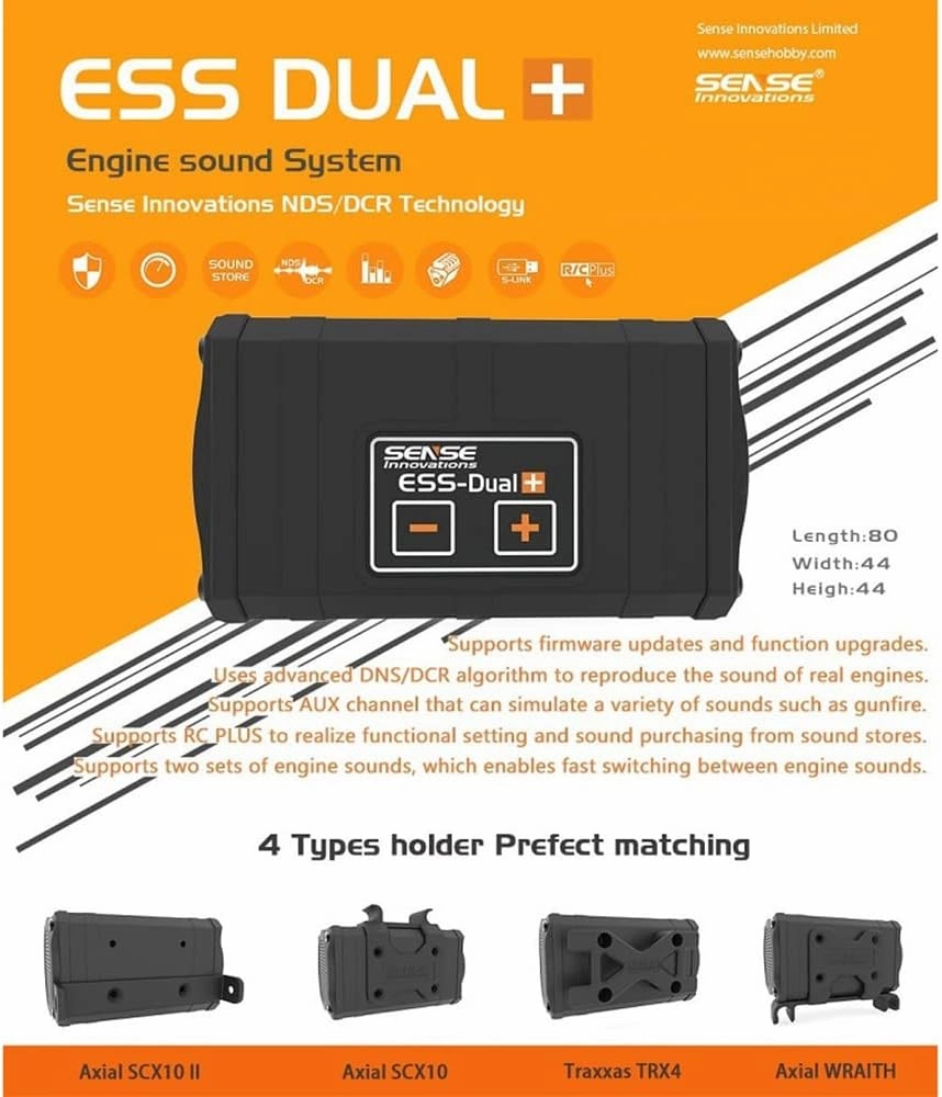 ESS Dual Engine Sound Simulator System for Axial SCX10/SCX10 II Traxxas TRX4 Axial Wraith (Dual Engine)