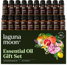 Essential Oils Set - Top 20 Gift Set Oils for Diffusers, Humidifiers, Aromatherapy, Candle Making Scents, Cars & Home Products - Peppermint, Tea Tree, Lavender, Eucalyptus, Lemongrass (10mL)