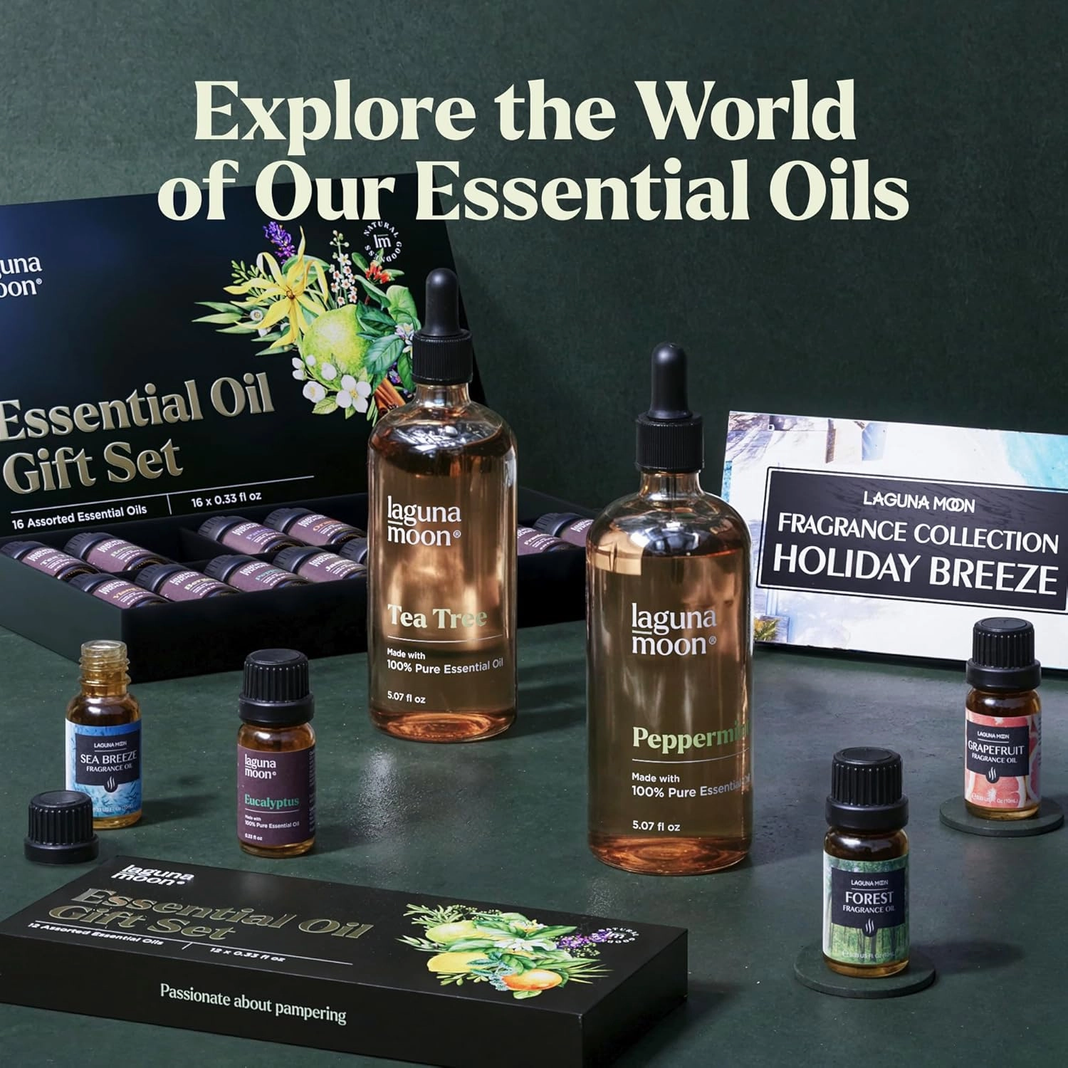 Essential Oils Set - Top 20 Gift Set Oils for Diffusers, Humidifiers, Aromatherapy, Candle Making Scents, Cars & Home Products - Peppermint, Tea Tree, Lavender, Eucalyptus, Lemongrass (10mL)