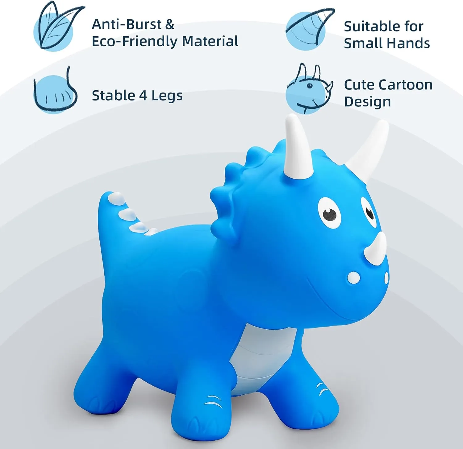 EVERICH TOY Kids Dinosaur Bouncy Animal Toys, Inflatable Triceratops Bouncer, Ride on Bounce Hopper, Indoor Outdoor Activity Birthday Gift for 18 Months 2 3 4 Years Old Boys
