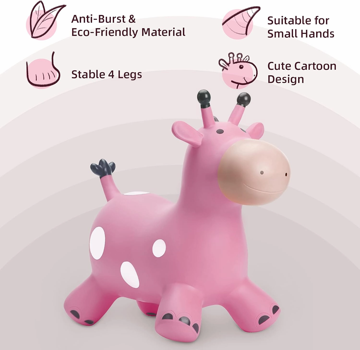 EVERICH TOY Giraffe Bouncy Horse Hopper for Toddlers, Bouncy Animals Jumping Horse, Inflatable Ride on Bouncer Hopping Toys Gifts for Boys and Girls 18 Months 2 3 4 5 6 Years Old