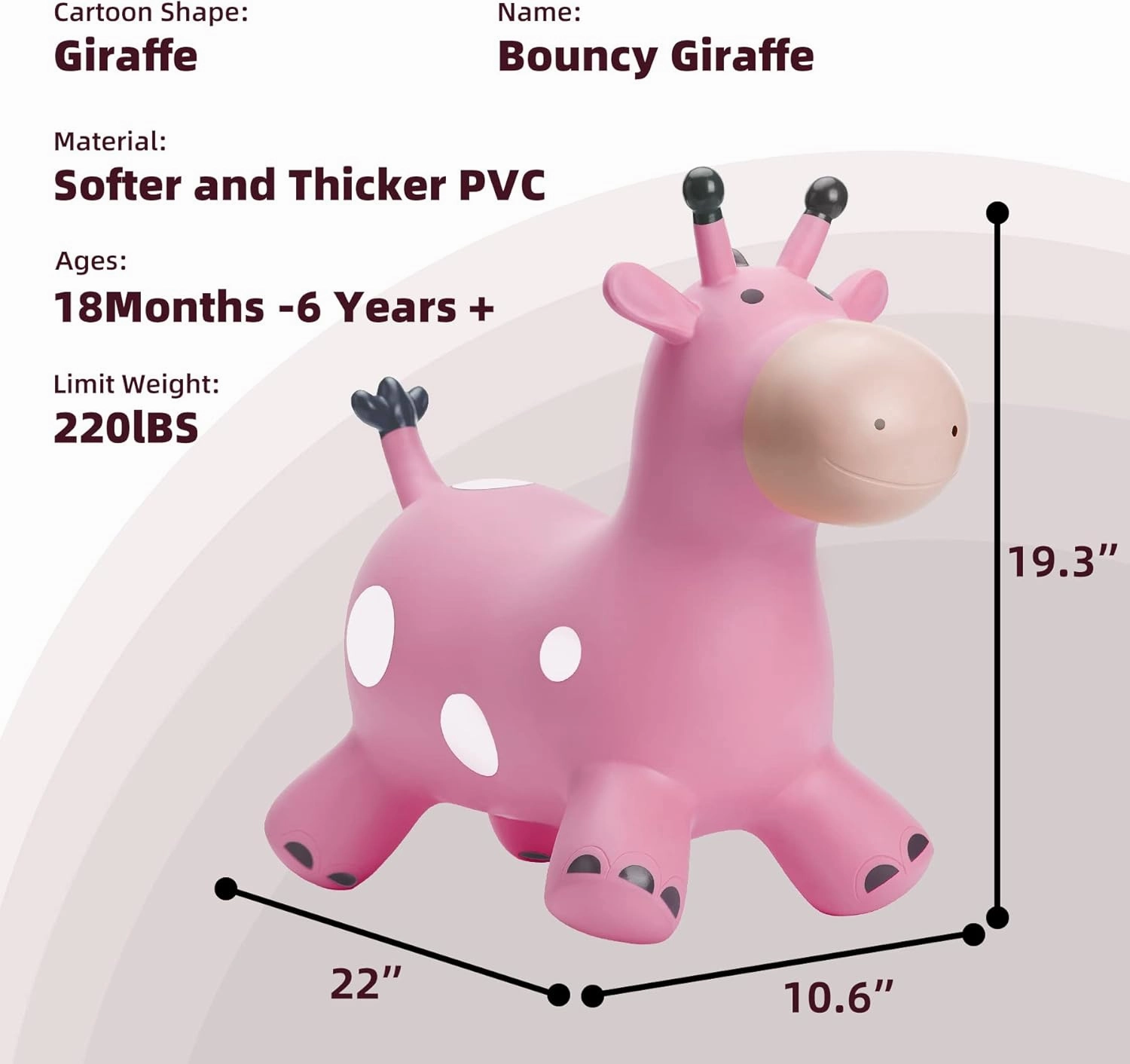 EVERICH TOY Giraffe Bouncy Horse Hopper for Toddlers, Bouncy Animals Jumping Horse, Inflatable Ride on Bouncer Hopping Toys Gifts for Boys and Girls 18 Months 2 3 4 5 6 Years Old