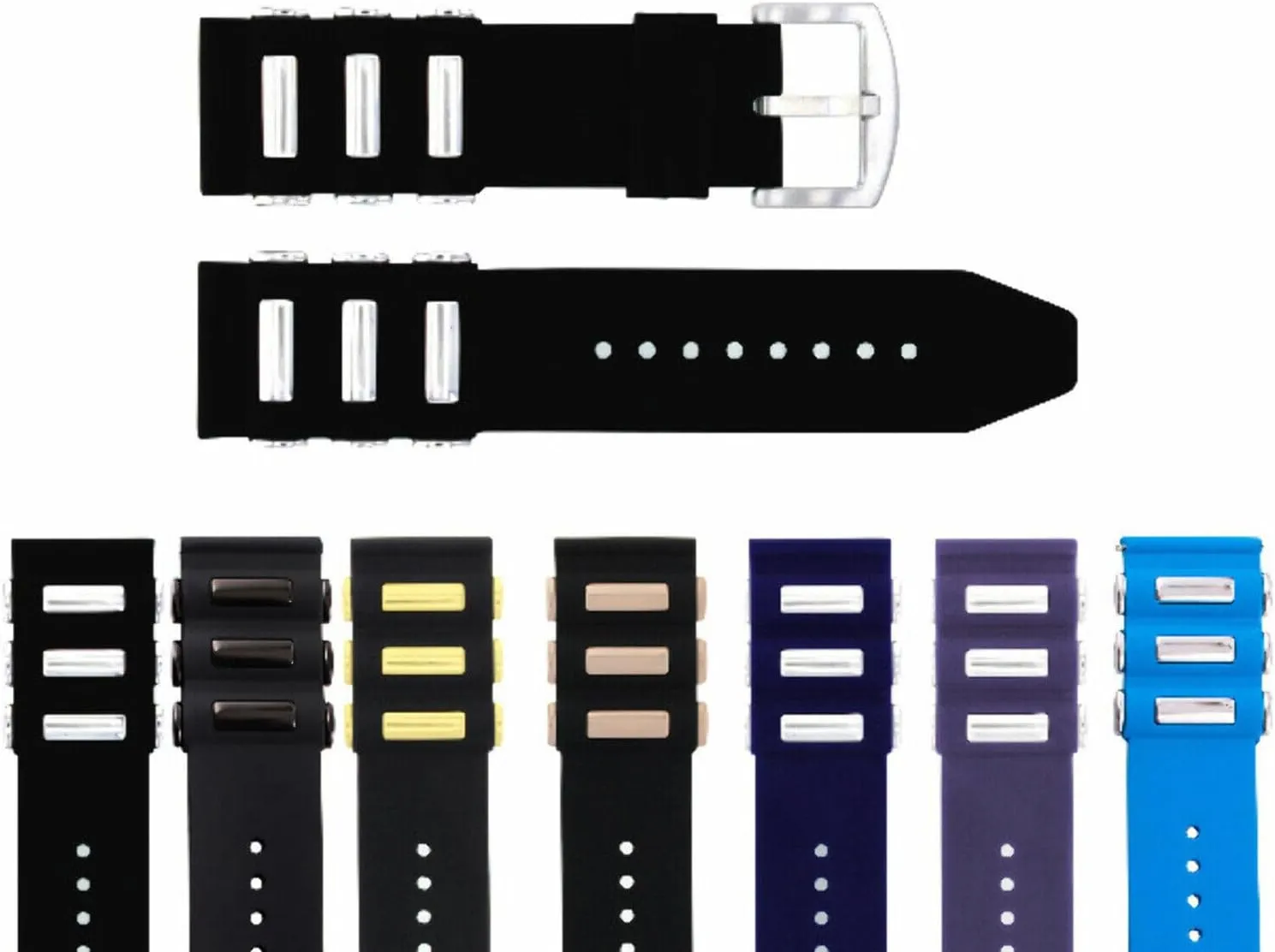 Ewatchparts 22mm - 24mm - 26mm Silicone Rubber Diver Watch Band Strap Compatible With Invicta Watch