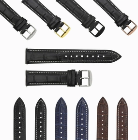 Ewatchparts 16-18-19-20-22-24mm Genuine Leather Watch Band Strap Quick Release Spring Bar