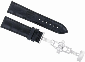 Ewatchparts 19mm Leather Watch Band Strap Compatible With Audemars Piguet Watch Deployment Clasp Buckle Black