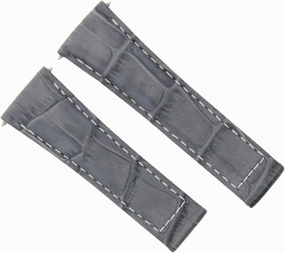 Ewatchparts 20mm Leather Watch Band Strap Compatible With Rolex Daytona 116518 116520 Gray With White Stitching Regular