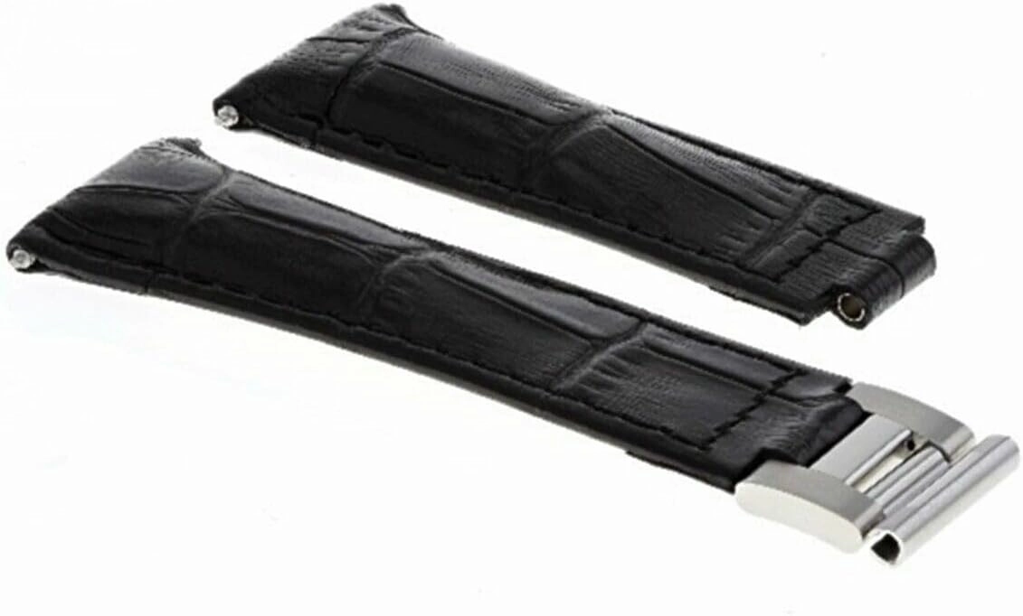 Ewatchparts Leather Watch Band Strap Compatible With Rolex Daytona 116520 116523 President Daydate Black