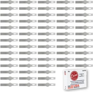 Excel Blades #17A Narrow Chisel Blades (100-Pack) – High Carbon Steel Replacement Blades for Hobby Knives - Perfect for Trimming Wood, Plastic, Paper, Leather and DIY with Dispenser, Made in USA