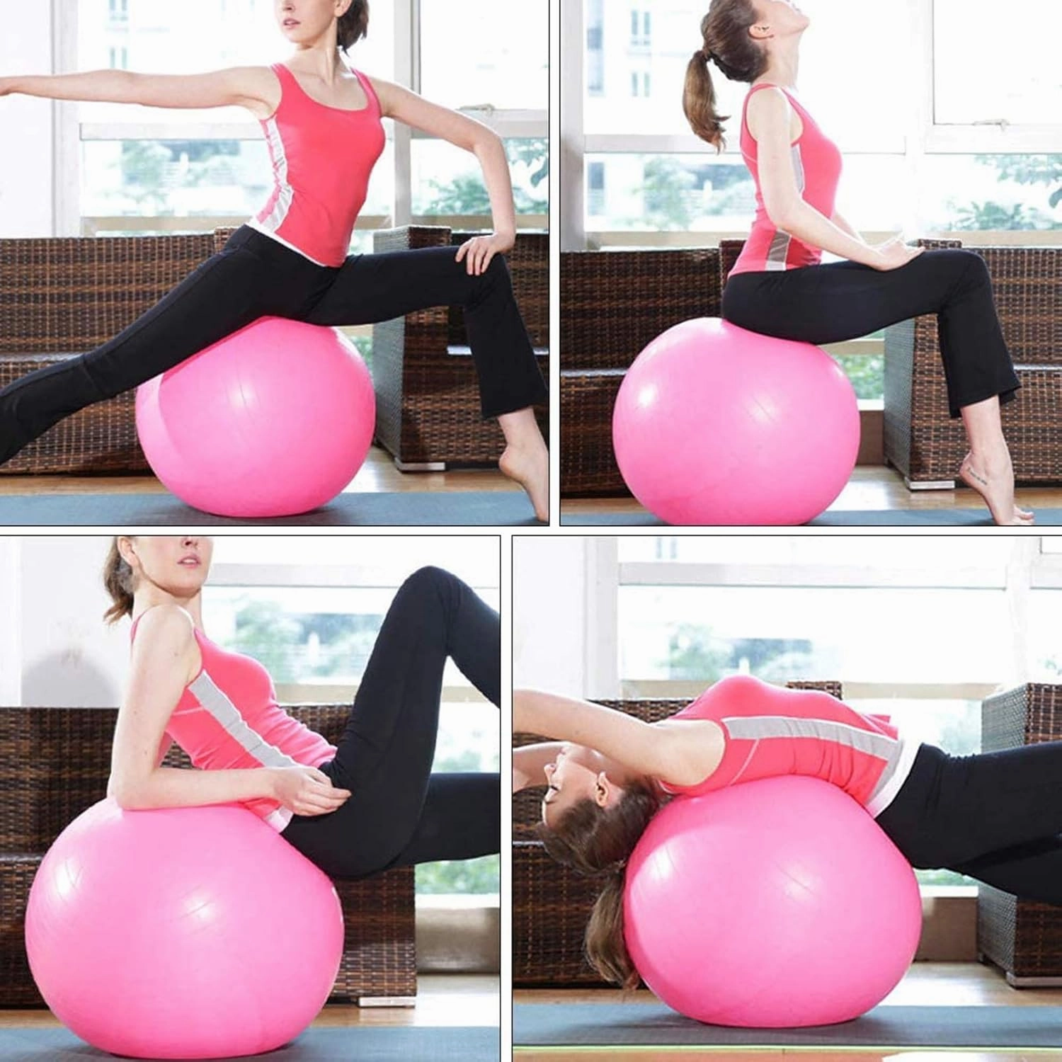 Exercise Ball, Anti-Burst Gym Ball 75CM, Extra Thick Yoga Ball Birthing Ball, Anti-Slip Balance Ball for Home Gym Yoga Pilates Pregnancy Fitness