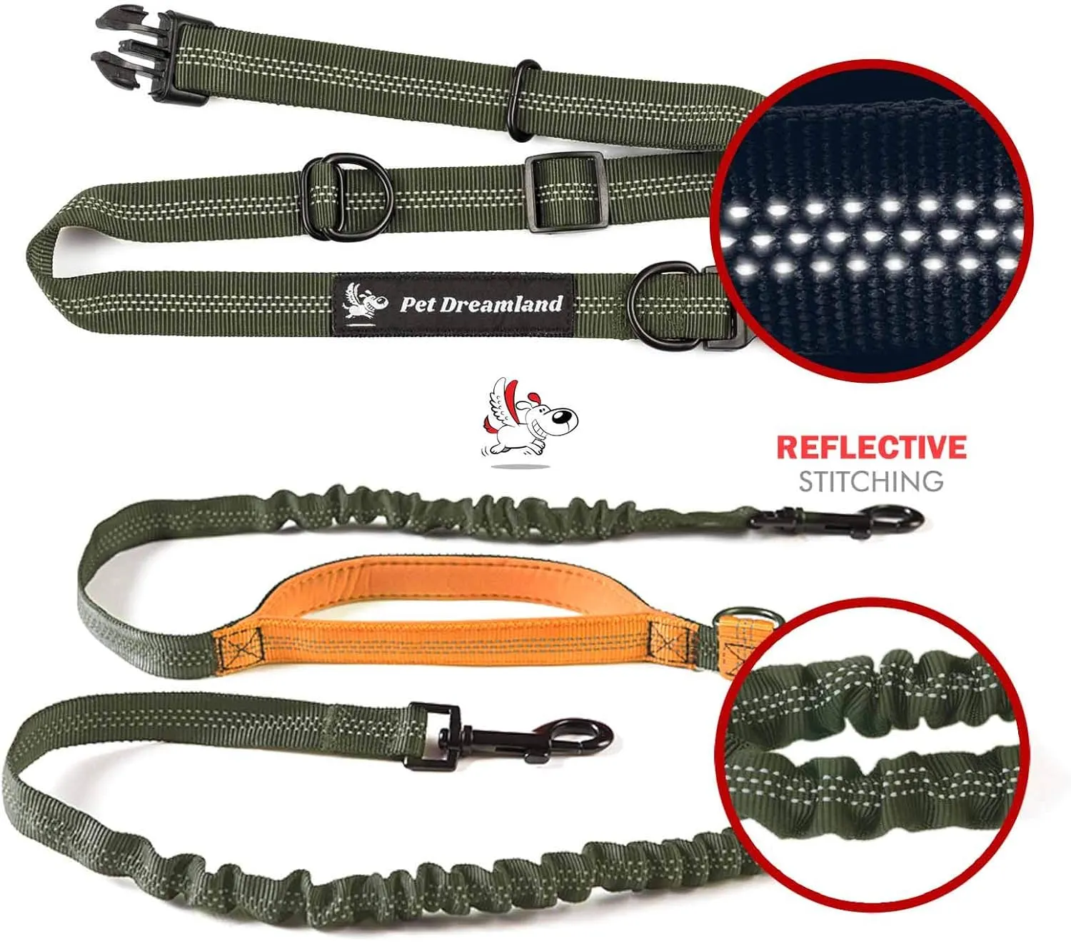 Exquisite Hands-Free Leash for Medium Dogs: Perfect for Active Pet Owners Comfortable, Durable & Ideal for Running, Walking, Hiking. Premium Dog Waist Leash with Bungee. Must-Have Dog Gear