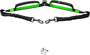 Exquisite Leash Coupler for Medium Dogs – Tangle-Free Double Clip Attachment for Walking & Running – Durable & Adjustable Connector (Coupler Only, Medium, Black & Green)