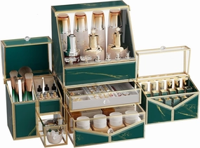 Extra Large Makeup Organizer, Glass Cosmetic Storage with Drawers, Stackable Makeup and Jewelry Organizer for Vanity Table, Bathroom Countertop, Skincare, Lipsticks, Perfume, Brushes