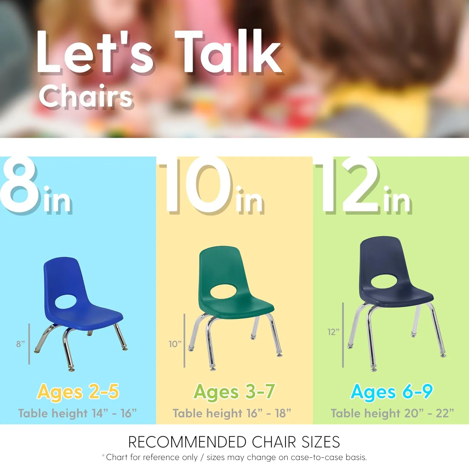 Factory Direct Partners 10360-LG 12" School Stack Chair, Stacking Student Seat with Chromed Steel Legs and Nylon Swivel Glides for in-Home Learning or Classroom - Light Gray (6-Pack)