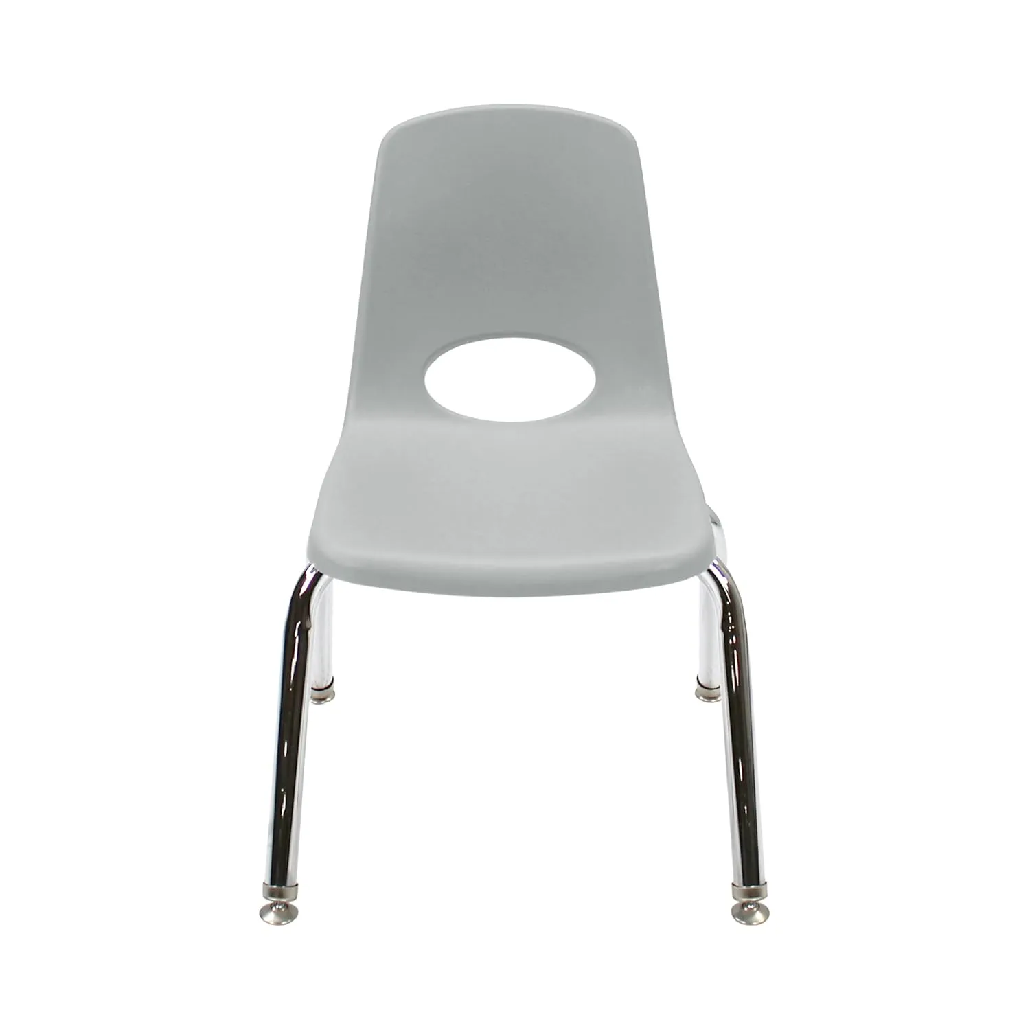 Factory Direct Partners 10360-LG 12" School Stack Chair, Stacking Student Seat with Chromed Steel Legs and Nylon Swivel Glides for in-Home Learning or Classroom - Light Gray (6-Pack)