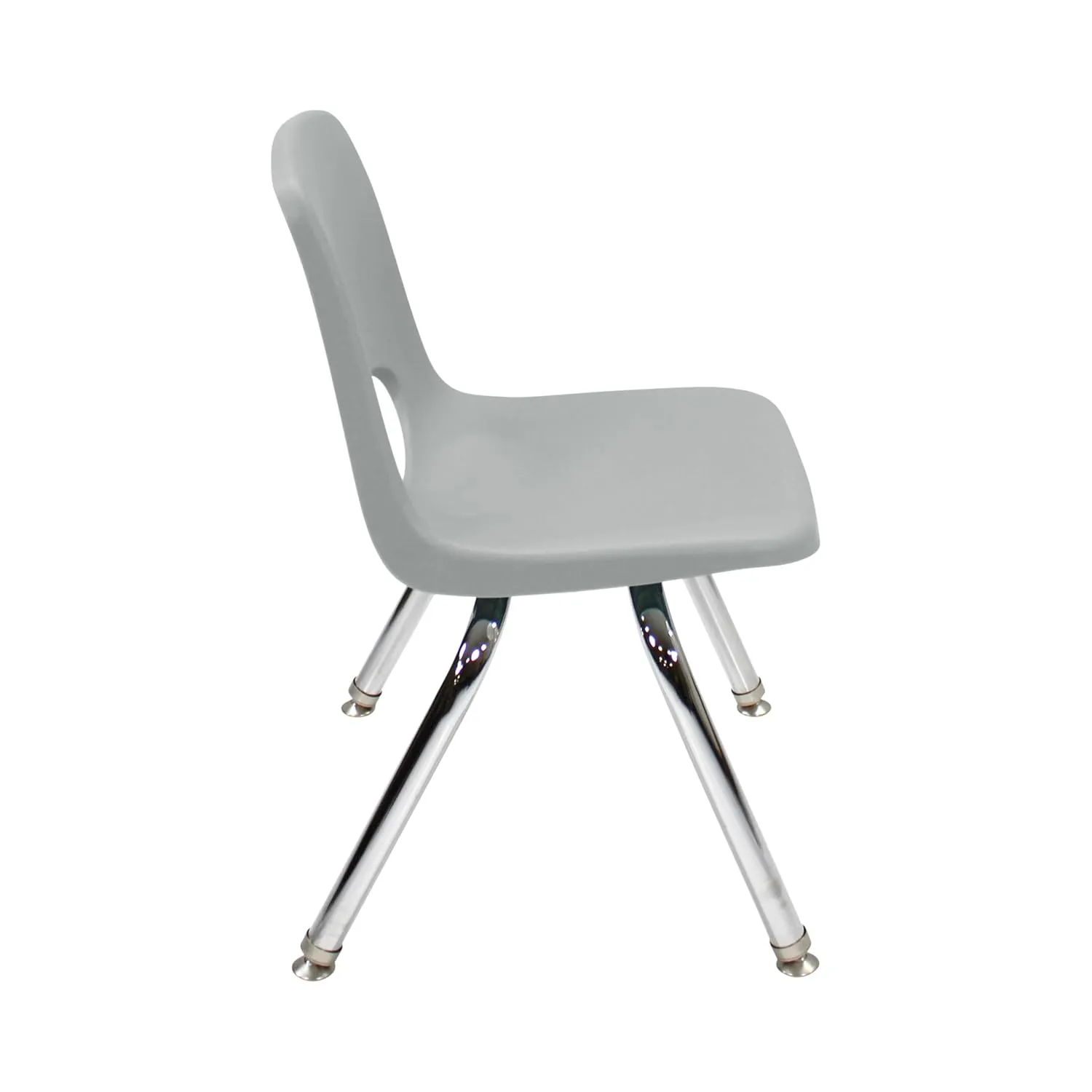 Factory Direct Partners 10360-LG 12" School Stack Chair, Stacking Student Seat with Chromed Steel Legs and Nylon Swivel Glides for in-Home Learning or Classroom - Light Gray (6-Pack)