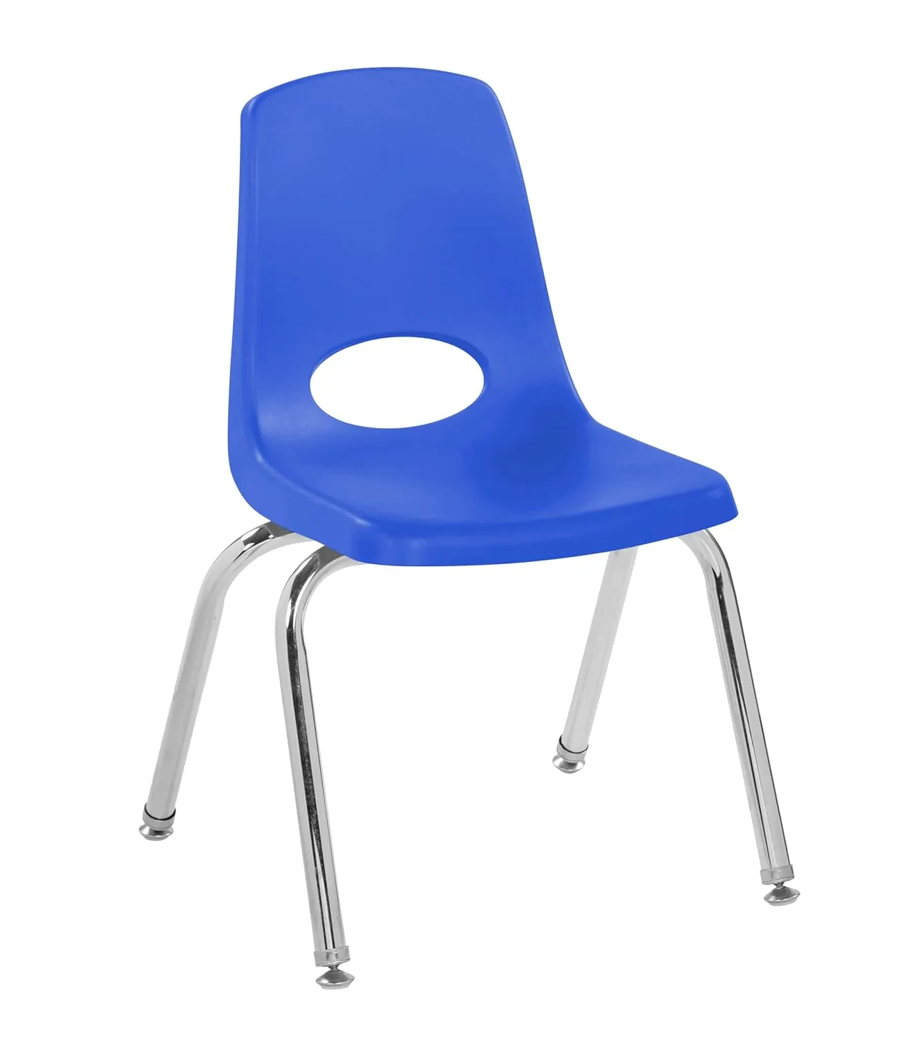 Factory Direct Partners 10364 14" School Stack Chair, Stacking Student Seat with Chromed Steel Legs and Nylon Swivel Glides for in-Home Learning or Classroom - Blue (6-Pack)