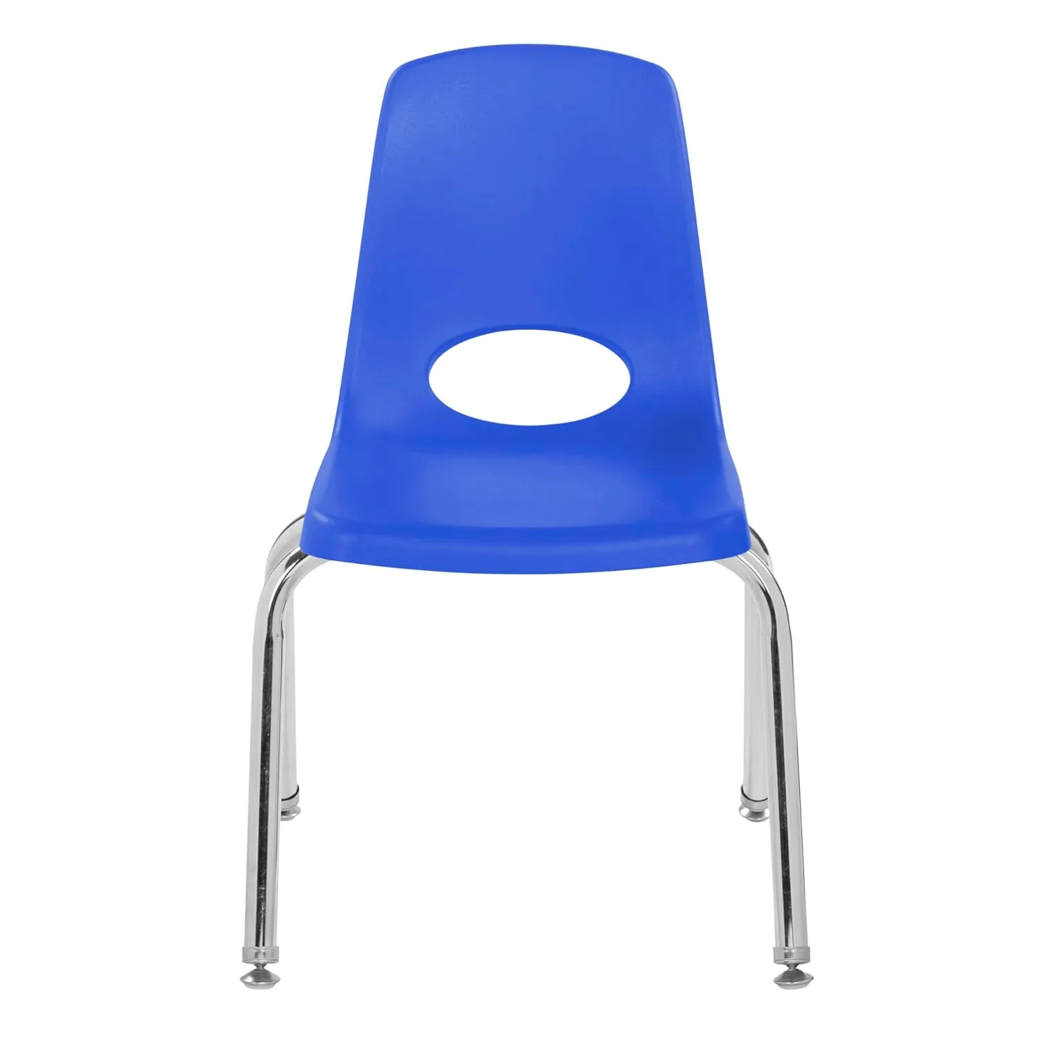 Factory Direct Partners 10364 14" School Stack Chair, Stacking Student Seat with Chromed Steel Legs and Nylon Swivel Glides for in-Home Learning or Classroom - Blue (6-Pack)