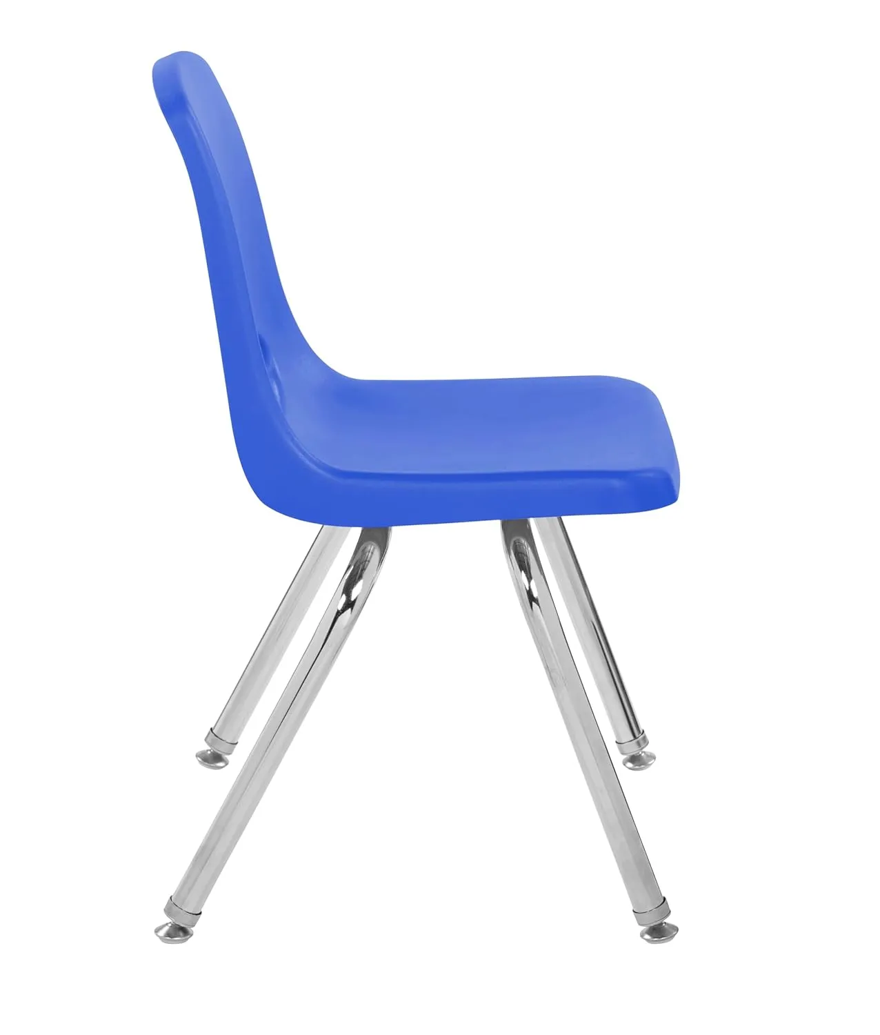 Factory Direct Partners 10364 14" School Stack Chair, Stacking Student Seat with Chromed Steel Legs and Nylon Swivel Glides for in-Home Learning or Classroom - Blue (6-Pack)