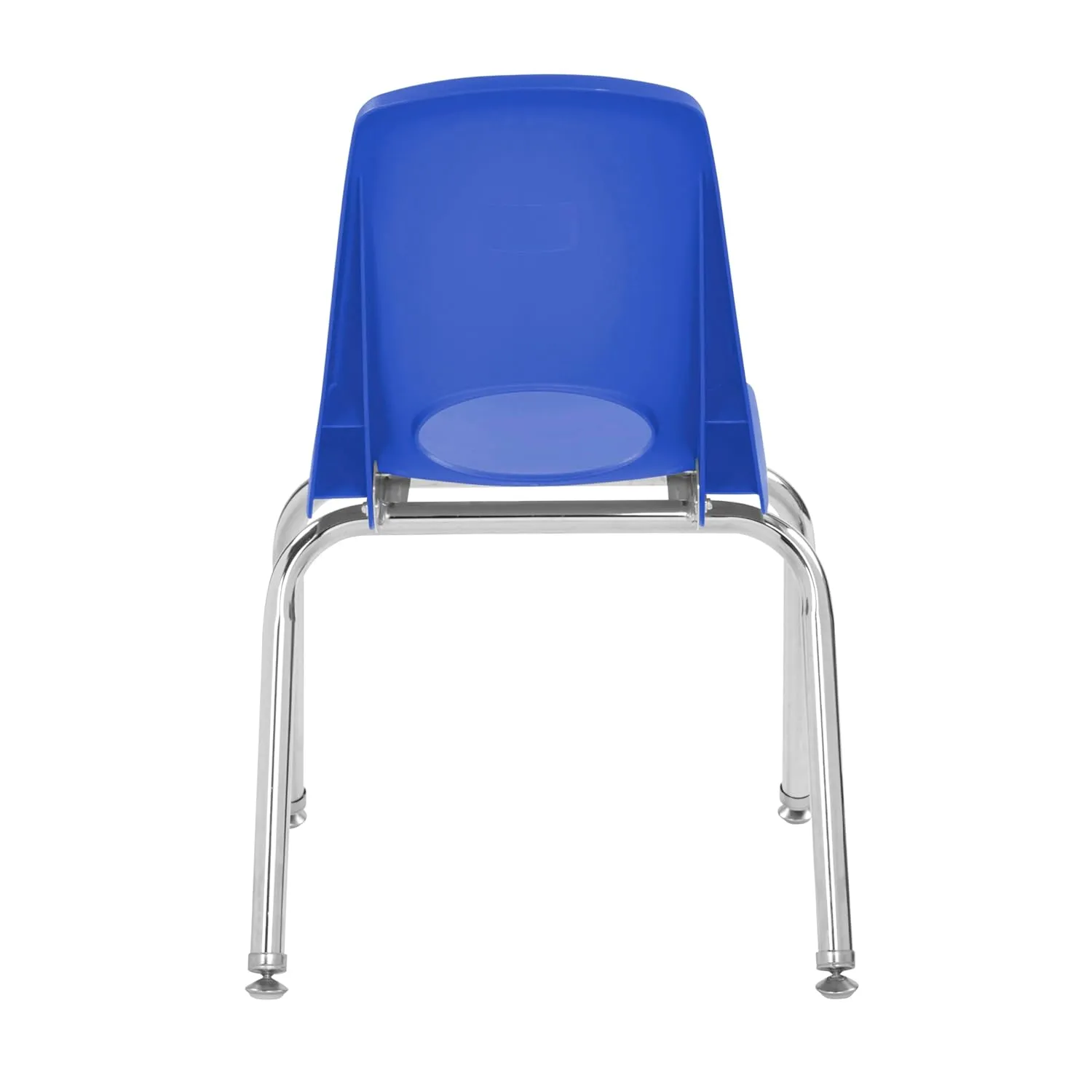 Factory Direct Partners 10364 14" School Stack Chair, Stacking Student Seat with Chromed Steel Legs and Nylon Swivel Glides for in-Home Learning or Classroom - Blue (6-Pack)