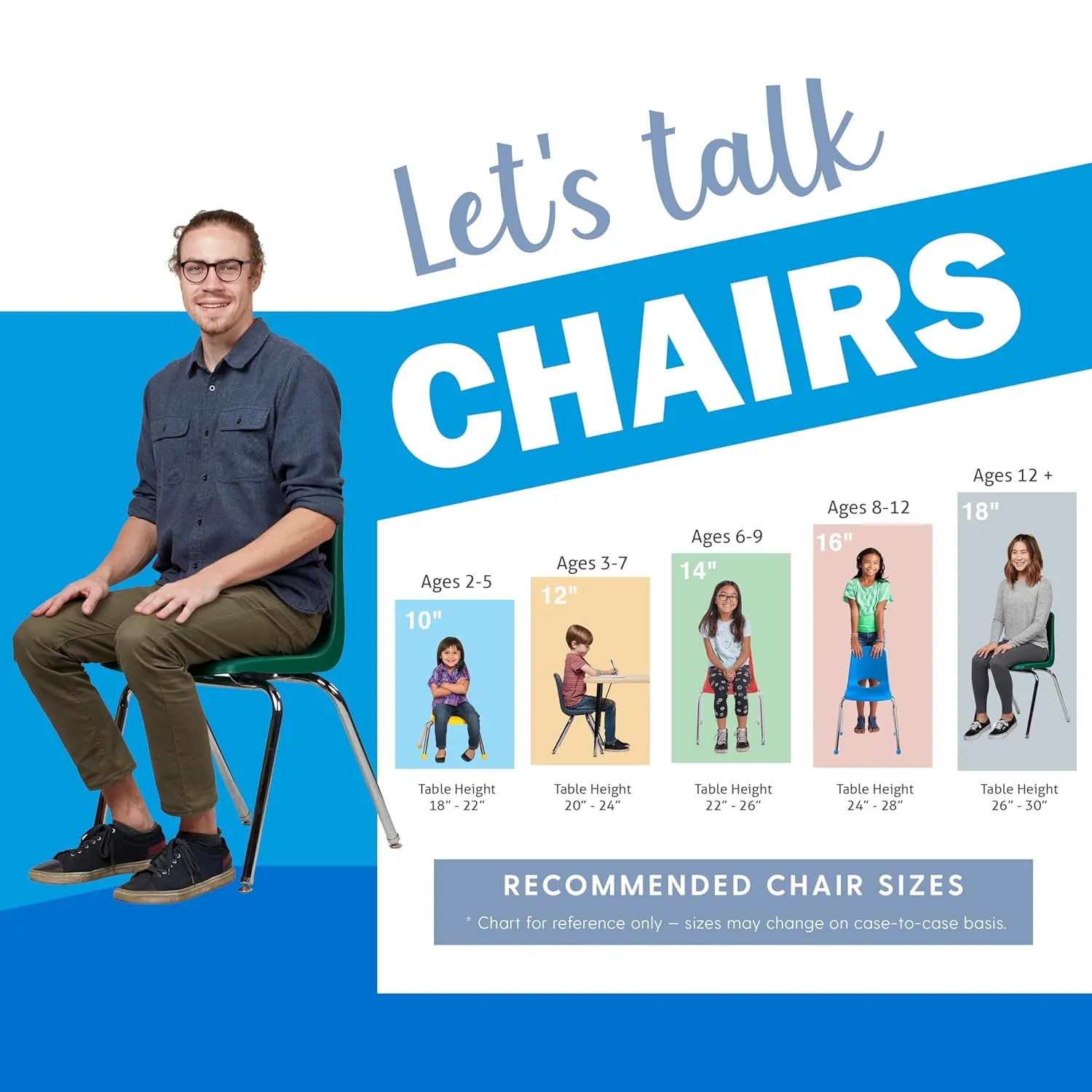 Factory Direct Partners-10371 18" School Stack Chair, Stacking Student Seat with Chromed Steel Legs and Nylon Swivel Glides; for in-Home Learning, Classroom or Office - Navy (5-Pack)