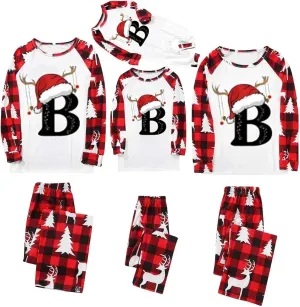 Family Christmas Pajamas Matching Sets 2024 Alphabet Matching Xmas Pajama Sets Cute Funny Holiday Sleepwear Sets