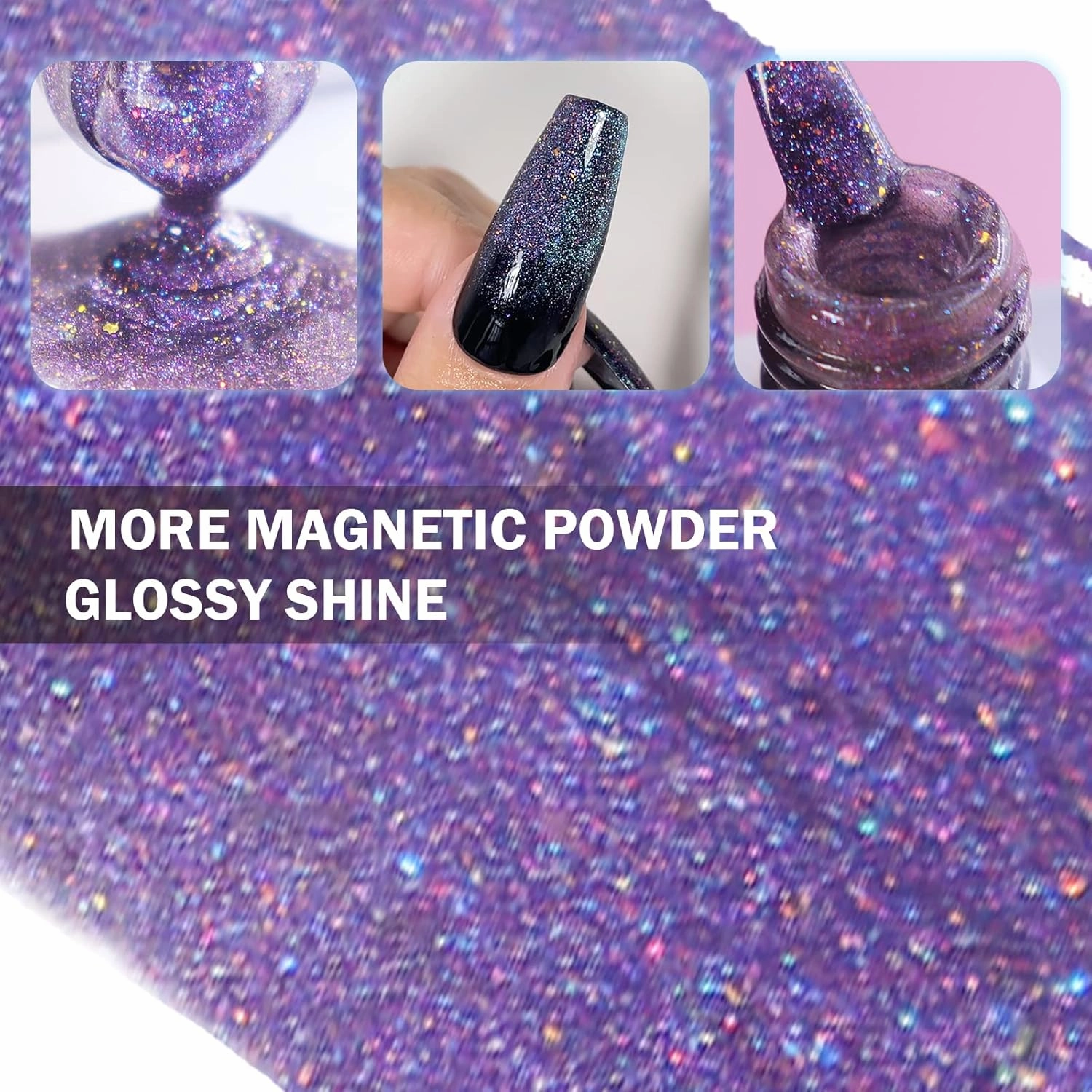 Firefly Forest Cat Eye Gel Polish Set 6 Colors with Gift Base Top Coat, 9D Holographic Cat Eye Nail Gel Polish with Magnet, Salon Quality Gel Nail Polish Set