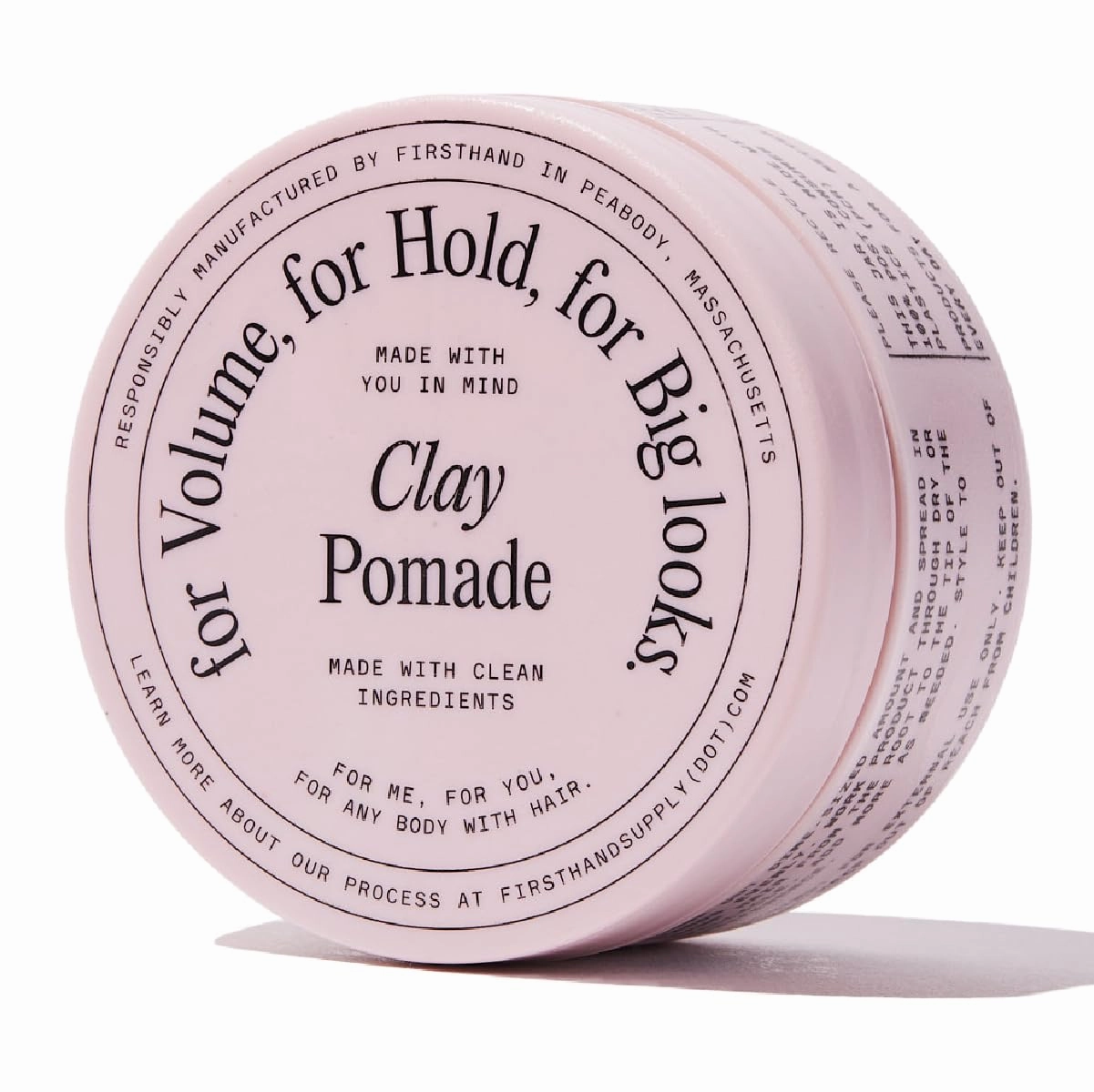 Firsthand Supply Clay Pomade - Clean & Non-toxic Hair Care Ingredients - Long Lasting & Easy to Restyle - 3oz (88ml)