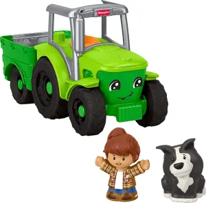 Fisher-Price Little People Toddler Toy Push & Play Tractor Push-Along Musical Farm Vehicle with 2 Figures for Pretend Play Kids Ages 1  Years